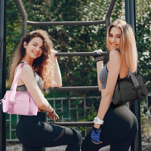 Mini Gym Bag for Women Girls Small Gym Tote Bag with Wet Compartment Waterproof Travel Duffle Bag Cute Workout Sport Bag - color: Pink-12in