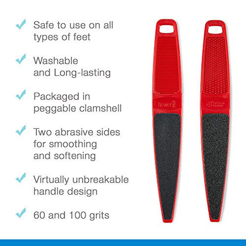 Flowery Original Swedish Clover Red Foot File – Stainless Steel Pedicure Foot Scrubber, 60/100 Grit - color: Red
