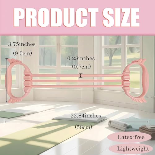 Figure 8 Resistance Bands with Handles, 6 Tube Adjustable Resistance Bands for Arms Back Exercise, Arm Bands for Workout, Strength Training & Full Body Fitness - color: pink