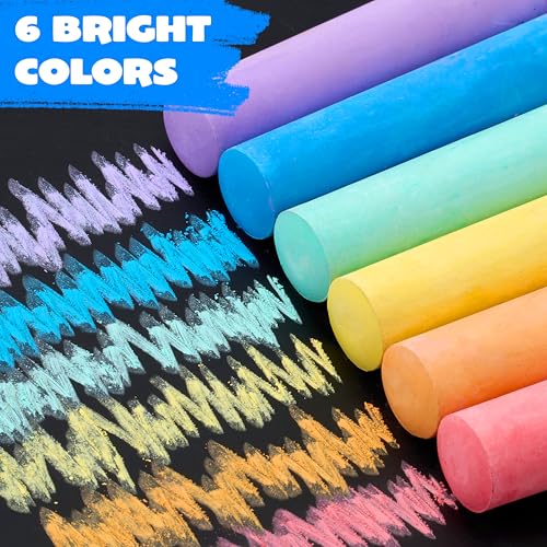 JOYIN 12 PCS Washable Sidewalk Chalks Set Non-Toxic Jumbo Chalk for Schools, Outdoor Art Play, Paint on Chalkboard, Blackboard and Playground (6 Colors)