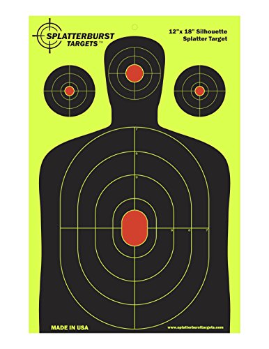 12 x18 inch - Silhouette Splatter Target - Easily See Your Shots Burst Bright Fluorescent Yellow Upon Impact - Made in USA - size: 25 pack