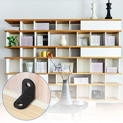100 Pack Black L Brackets for Wood, 1x1 in Corner Braces | Cast Iron, 2 mm Thick Braces, 6 mm Countersunk Holes, and Matte Black Coating for Shelves, Cabinets, and Furniture