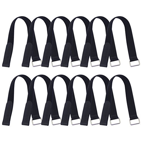 18 inch Extend Cable Strap and Adjustable Securing Strap with Buckle - 12 PCS Reusable Hook and Loop Fastening Nylon Cable Tie Wrap - size: 1 x 18 in