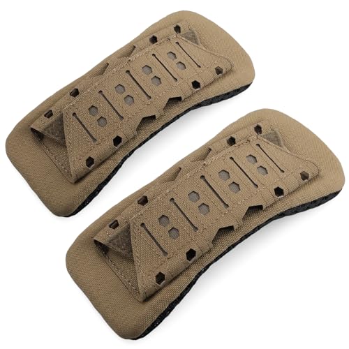 WYNEX Shoulder Strap Pad for Vest Carrier Accessories 2 Pack | 1000D Nylon Tactical Plate Shoulder Pads Strap Cushion, Flak Vest Shoulder Pads, Soft 3D Mesh Pads with Tactical Gear for Men - color: Khaki