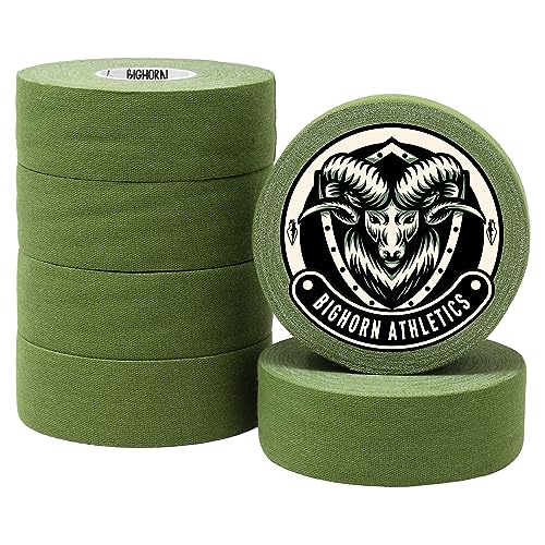 Bighorn Athletics Boxing Tape 1" × 45ft, 6 Rolls, Military Green | Extra sticky 1" athletic tape for boxing & hand wrapping. Strong adhesive, EZ-tear. Protects knuckles, no residue on skin. - color: Military Green