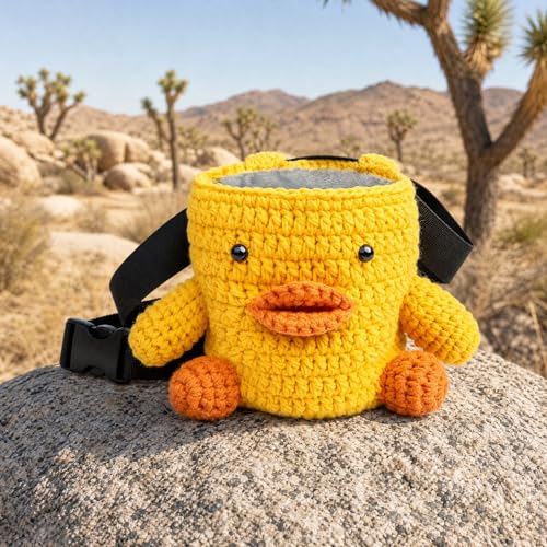 Cute Rock Climbing Chalk Bag, Soft Knitted Climbing Chalk Pouch with Drawstring & Adjustable Belt, Fit Bouldering, Gymnastics & Outdoor Activities for Climbers - color: Yellow