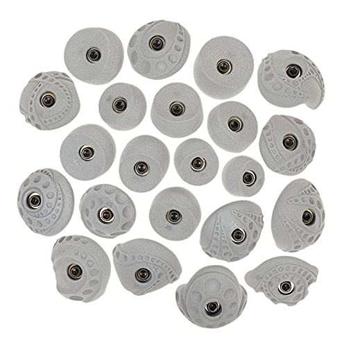 Atomik Rock Climbing Holds Set of 22 Bolt-on Tennis-Shoe Friendly in Earth Tone Gray