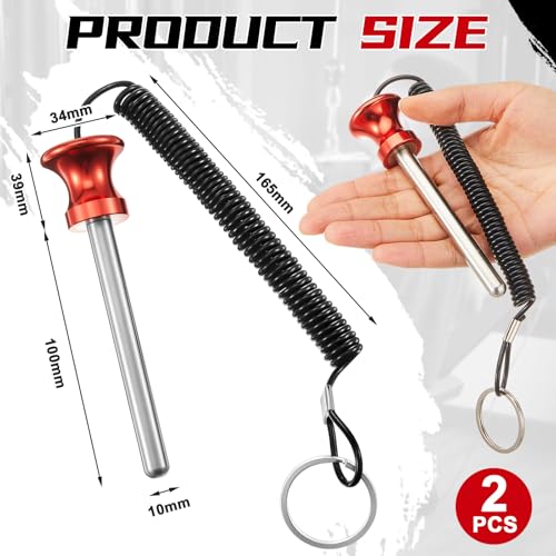 Lasnten Weight Stack Pin Magnetic Universal Gym Weight Pin 0.4 inch Drop Set with Pull Rope for Plate Apertures Above 10.5 mm Heavy Duty - color: Red