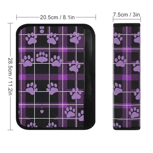 Universal Soft and Comfortable Car Seat Straps Shoulder Pads for Girls and Boys, Most Cars, 1 Pair Purple Paw Print Buffalo Check Harness Pads Strap Comfortable Driving - color: Pattern 1017