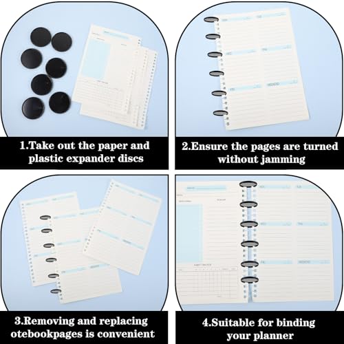 60 Pcs 2 Inches Discbound Expansion Discs, Plastic Disc Binding Rings, Notebook Expansion Discs for DIY Notebooks, Book Binding and Planner Scrapbooking Supplies (Black)