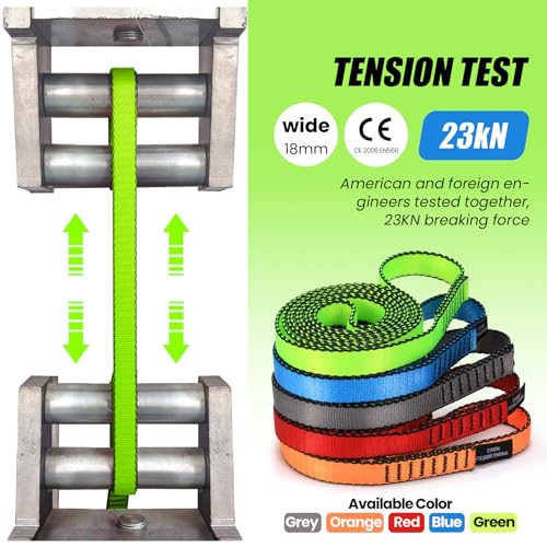 18MM Nylon Climbing Slings Runners 23 kN Strong Webbing Straps for Rock Climbing, Rappelling, Swing, Yoga Hammock etc - color: 1PC Green, size: 48inch/120cm