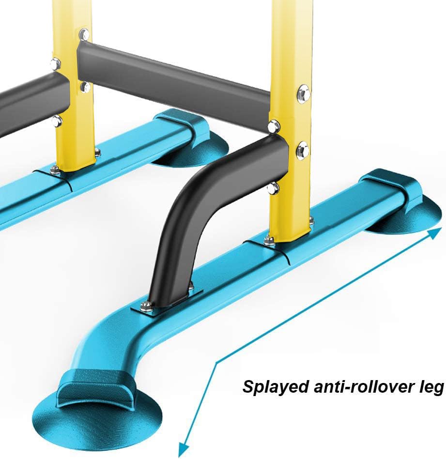 SogesHome Multi-Function Power Tower Pull Up Bar Dip Station for Home Gym | Height Adjustable PullUp Dip Stand, Full Body Strength Training Equipment, Fitness Workout for Push Ups Dips, 330LB Capacity - color: Yellow