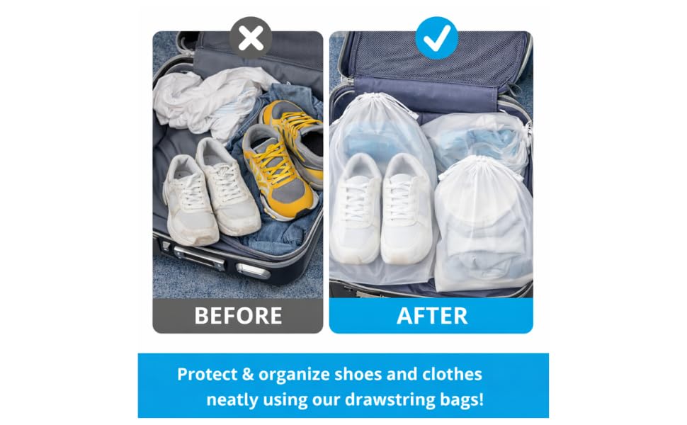 InfinitePack Large Transparent Shoe Bags for Travel, Portable Shoe Bags, Shoes Pouch Storage Organizer with Drawstring for Men & Women aClear Window Shoes Pouch with Rope - size: 9"x12"(100pcs)
