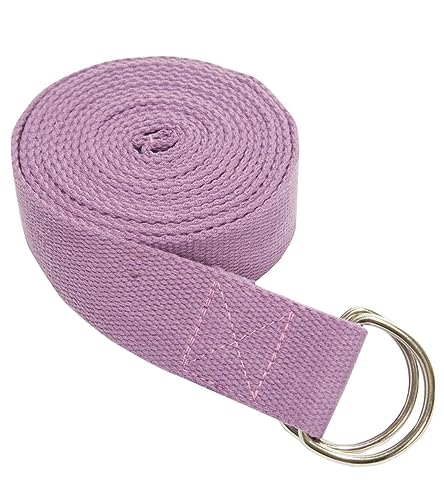 Everyday Yoga Strap with Metal D-Ring - Durable Stretching Strap for Yoga, Pilates, Flexibility & Physical Therapy (6ft, 8ft, 10ft) - color: Lilac, size: 10 Foot