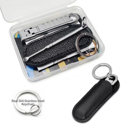 Ultra Thin Keychain Fingernail Clipper, 0.4cm Slim 20g Lightweight Foldable Nail Trimmer with Ear Pick and Integrated Nail File Set for Men, Adults Portable Daily Travel Carry - color: Set a
