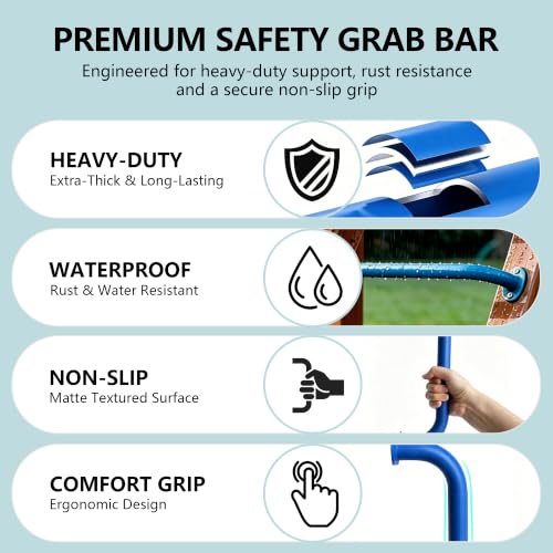 Monkey Bars Indoor Playground Handles 17inch, Heavy Duty Ceiling Grab Bars for Climbing Frames, Wall Ladders, Treehouses and Swing Set Accessories (6-Pack) - color: Blue