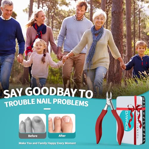 Toenail Clippers for Ingrown & Thick Toenails - Heavy Duty Toe Nail Clippers for Remove Side Ingrown Toenail with Angled Sharp Blades, Professional Pedicure Tool with Long Handle for Seniors & Men - style: Paronychia Nemesis - Red Kit