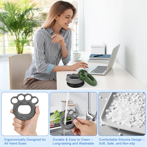 RYACO Hand Strengthener, 9 Pack Grip Strength Trainer with Finger Extensor Bands, Forearm Strengthener Finger Exerciser, Hand Grip Targeted Strength, Relief & Recovery