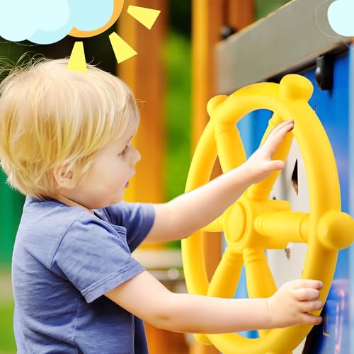 Playground Steering Wheel Plastic Pirate Ship Wheel Playground Swingset Steering Wheel Playset Accessories for Kids Outdoor Backyard Playhouse Treehouse (1, Yellow) - color: Yellow