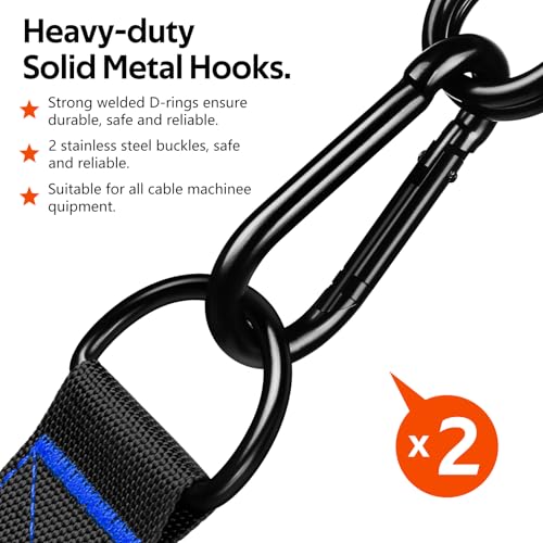Exercise Handles, Cable Machine Handles for Gym Cable Attachments Training | 2 Pack Heavy Duty Handle with Non Slip Grip for Cable Machines, Pull Down Workouts, Resistance Bands and Home Gym Equipment - color: Black-Blue