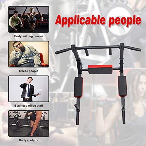 BESTHLS Wall Mounted Pull Up Bar and Dip Station, Heavy Duty Wall Mount Pull-up Chin Up Bar Multifunctional Home Gym Workout Indoor Exercise Equipment Support to 440 Lbs - style: Pull-up & Dip Station