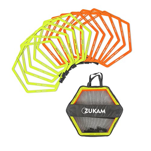 Hex Agility Rings for Speed Training & Agility Footwork Training Speed Hurdles Ladder with Carrying Bag (12 Rings) - size: 12 Rings