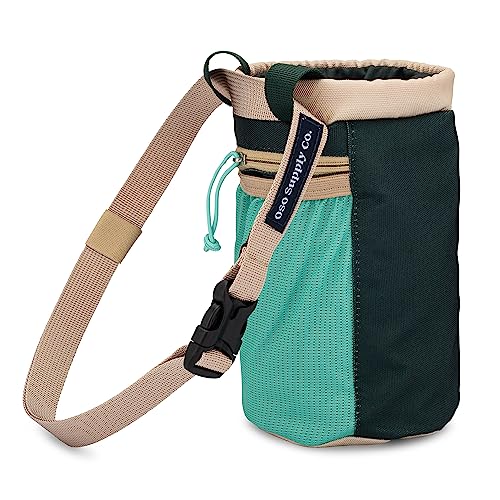 Oso Supply Co - Classic Chalk Bag for Rock Climbing, Bouldering Chalk Bag Bucket with Quick-Clip Belt, Zippered Pockets and Pouch - Perfect Indoor/Outdoor Rock Climbing Gear Equipment - color: Cascade Green