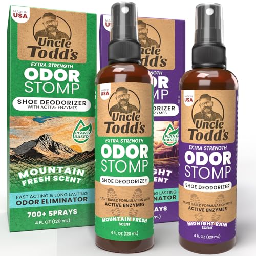 Uncle Todd's Odor Stomp Shoe Deodorizer 2-Pack - Proven & Powerful Enzyme Shoe Spray for Odor Elimination in All Footwear - size: 4 Fl Oz (Pack of 2)