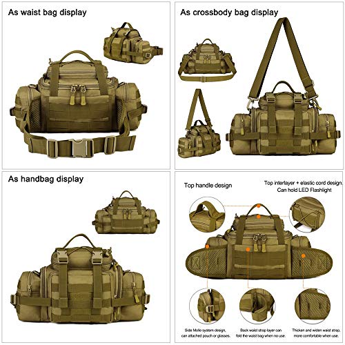 Tactical Assault Gear Sling Pack Hiking Duffle Fanny Packs MOLLE Compact Utility Military Waist Range Bag Heavy Duty EDC Camera Shoulder Backpack (Coyote Brown) - color: Coyote Brown