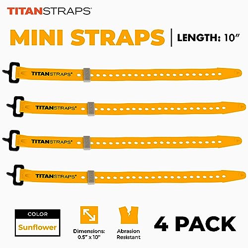 Titan Utility Straps – Mini Straps Set to Organize Computer Cables, Arts & Crafts, and Fishing Rods (10" Length / 4-Pack, Sunflower) - color: Sunflower, size: 10" Length / 4 Pack