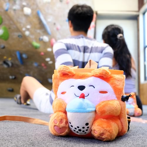 Rock Climbing Chalk Bag + Refillable Ball – Boba Dog Plush Animal Bag - style: Chalk Bag + Refillable Chalk Ball