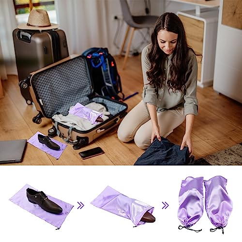 GONGKANGYUAN 4 Pack Shoe Bags for Travel Satin Fabric Shoe Bag with Drawstring for Men Women Travel Protecting Storing Shoes (Grey) - color: Grey