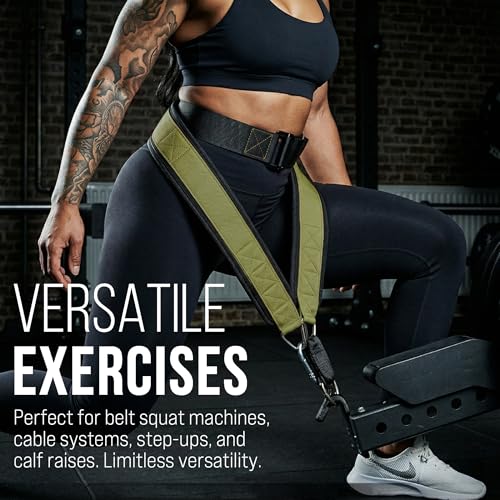 Heavy-Duty Belt for Belt Squats, Weight Training Rack Attachment, Squat Machine Accessory, Strength Training Equipment - color: Green