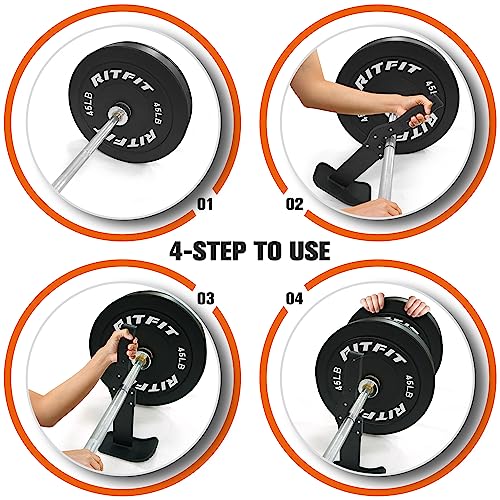 RitFit Deadlift Jack, 660LB Capacity, Non-Slip Handle Portable Barbell Jack | Heavy-Gauge Metal, PVC-Protected Base,No Assembly, Fits Standard Barbells, Ideal for Deadlift & Powerlifting