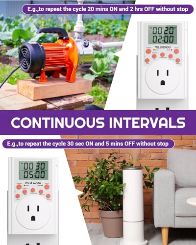 NEARPOW Infinite Cycle Digital Timer Outlet Switch, Programmable 3-Prong | Multifunctional Plug-in Electrical Timer, Energy-Saving Power Switch, Heavy Duty 15A/1800W for Household Appliances - color: Orange