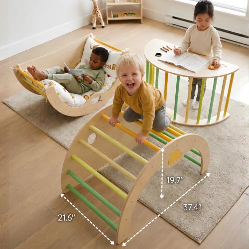 Savan'Arc Wooden Climbing Arch, 6-in-1 Pikler Montessori Rocker & Cushion | Wooden Pikler climbing arch for babies & toddlers 1-3 years - 6-in-1 rocker, tunnel with cushion Montessori gym