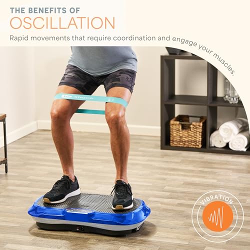 Lifepro Waver Vibration Plate Exercise Machine with 99 Speeds & 10 Presets | Resistance Bands, Non-Slip Surface, 330 lbs Capacity — Vibration Plate for Lymphatic Drainage, Body Toning, Full-Body Workout - color: Blue