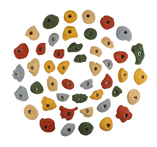 Atomik Climbing Holds 47 Bolt-On Variety Holds in Assorted Earth Tones with Indoor Hardware