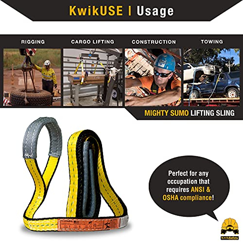 KwikSafety - Charlotte, NC - Mighty Sumo 1”x 4’ Poly Web Sling Lifting Strap Construction ASME OSHA / 3200lbs Vertical 2550lbs Choker 6400lbs Basket/Rigging Moving Towing Hoisting Gear - size: 1"X4' | 3200 lbs