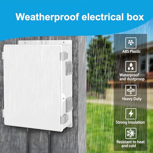 Electrical Junction Box, Outdoor Water Resistant Nema Enclosure, Ventilated ABS Plastic WiFi Project Box with Internal Mounting Panel & Hinged Cover 15.75" Lx 11" Wx 5.9" H - size: 15.75"H x 11"L x 5.9"W