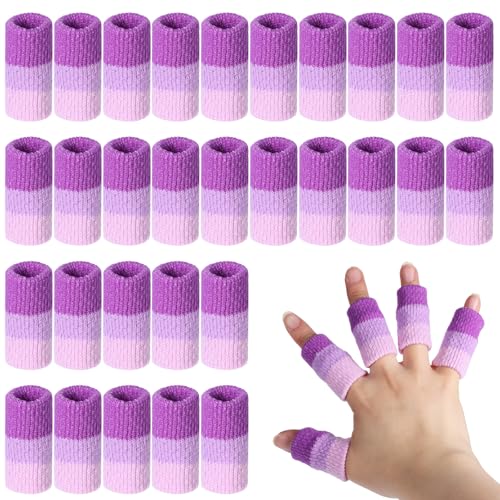30PCS Crochet Finger Guard, Compression Crochet Finger Sleeves, Elastic Knitting Finger Protector, Breathable Protectors Thumb Splint Brace for Writing, Arthritis Pain Relief, Basketball Sport