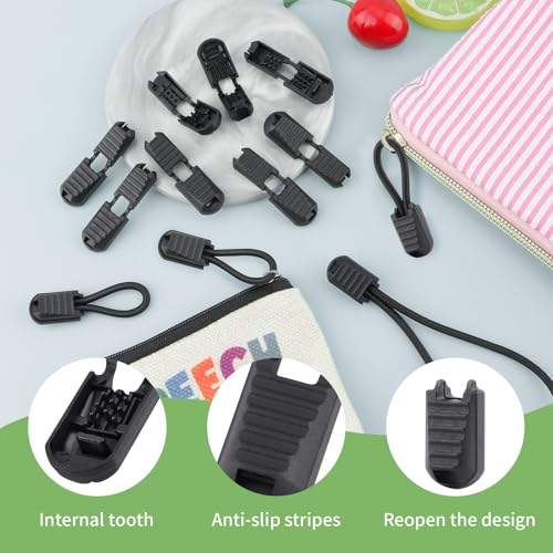 36Pack Elastic Cord End Locks, 12.2x20mm Plastic Cord Clamps for Bungee Shock Rope, Secure Tightening Caps for DIY Bracelets, Bag Strings, Drawstrings, Tarp Tie Downs (Black)