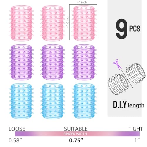 Textured Silicone Finger Covers, Anti Bite Finger Protectors for Skin Picking Nail Biting, 9-Pack Sensory Fidget Finger Sleeves for Anxiety, OCD, Dermatillomania, Adults & Kids
