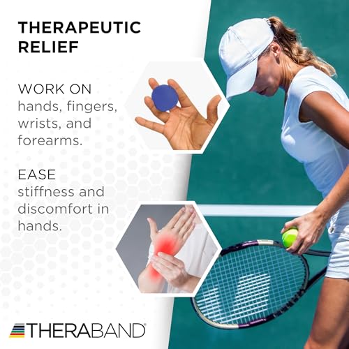 THERABAND Hand Exerciser Ball, X-Large Blue, Firm Resistance for Grip Strengthening, Finger & Hand Therapy, Squeeze Ball for Rehab, Wrist & Forearm Exercise, Latex-Free, Textured Surface - color: Blue - Firm