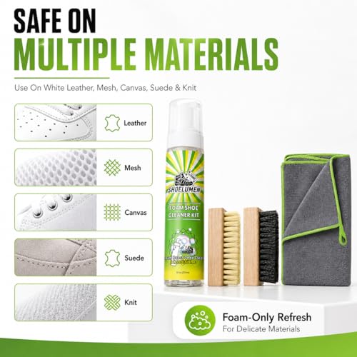 Shoe Cleaner Sneakers,8.5oz Shoe Cleaning Kit with 2 Brush,Shoe Cleaning Removes Dirt and Stain for White Shoes, - style: With Microfiber Towel
