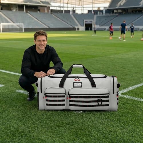 135L Extra Large Duffle Bag, Heavy Duty Sports Gym Travel Duffel Bag | for Basketball, Baseball, Hockey, Football, Helmets, and Pads - color: Grey