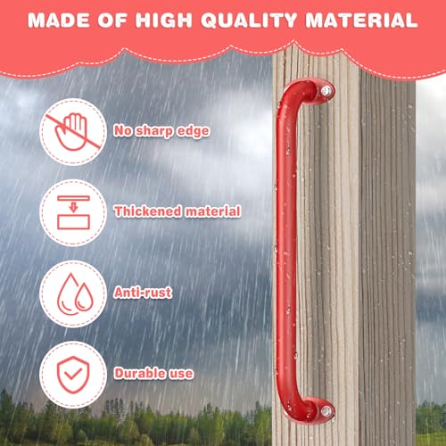 Dolibest 6 Pack 17 Inch Playground Handles, Metal Monkey Bars Indoor & Outdoor, Heavy Duty Ceiling Grab Bars & Wider Base for Climbing Frames, Treehouses, Swing Sets, Wall Ladders & Bunk Beds –Red - color: ‎red 2- 17 Inch-6pcs