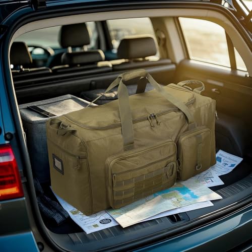 120L Extra Large Duffle Bag for Men, 32" Heavy Duty Sports Gym and Travel Duffel Bag with Shoes Compartment, Equipment Gear Bag for Football Soccer Baseball Hockey Helmets Pads, XL Giant Brown - color: Brown