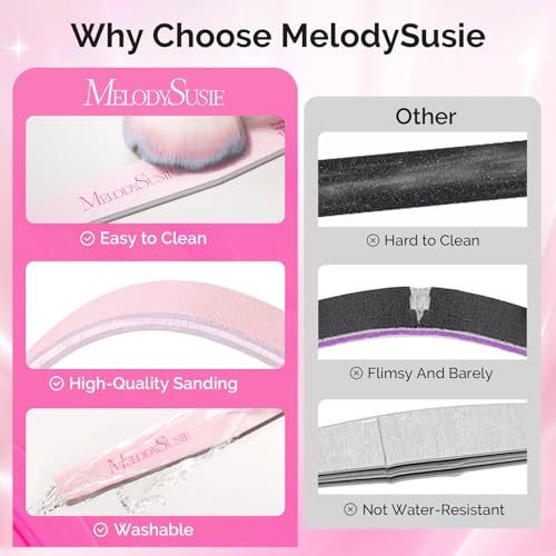 MelodySusie 6Pcs Nail Files 100/180 Grit Emery Boards Set Pink | Double Sided, Acrylic Gel Natural Nails, Professional Manicure Pedicure Shaping Tools, Home and Salon Care - size: 6Pcs Mix Shape