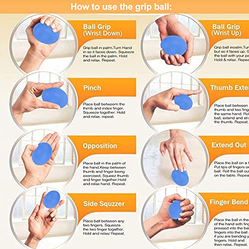 5pcs Grip Strength Trainer, Silicone Hand Exercise Grip Ball Finger Exerciser Stress Balls for Adults Forearm Strengthener for Men, Women & Seniors